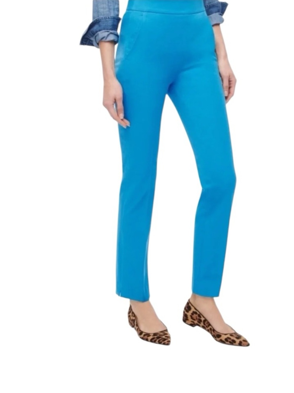 J. Crew “Remi” Bi-Stretch Prussian Blue High Rise Straight Leg Stretch Pants (V)